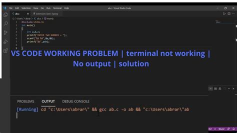 visual studio code terminal no output
