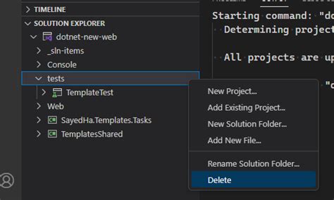 Visual Studio Delete Folder