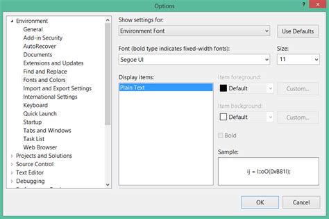 Visual Studio Explorer Font Size