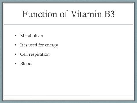 Vitamin B3 Function In Body