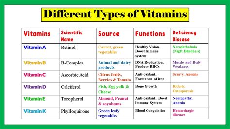 Vitamins And Functions