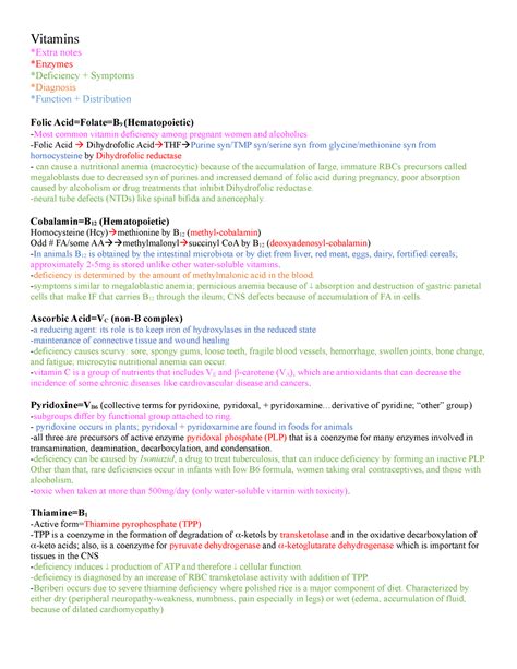 Vitamins Chapter Summary