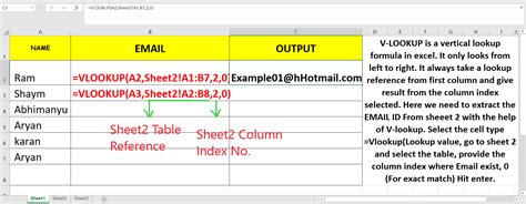 Vlookup Column Different Sheet