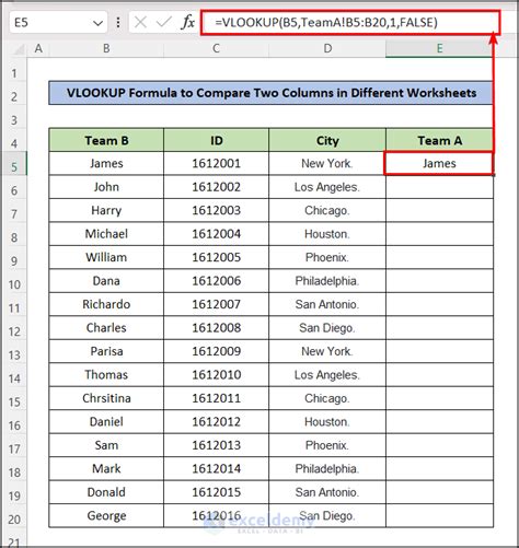 vlookup example between two columns