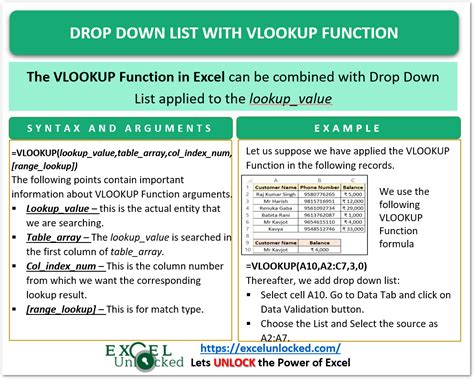 Vlookup Function With Drop Down List In Excel