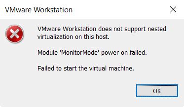 vmware does not support nested virtualization