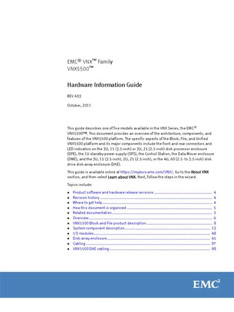 Vnx5500 Hardware Information Guide