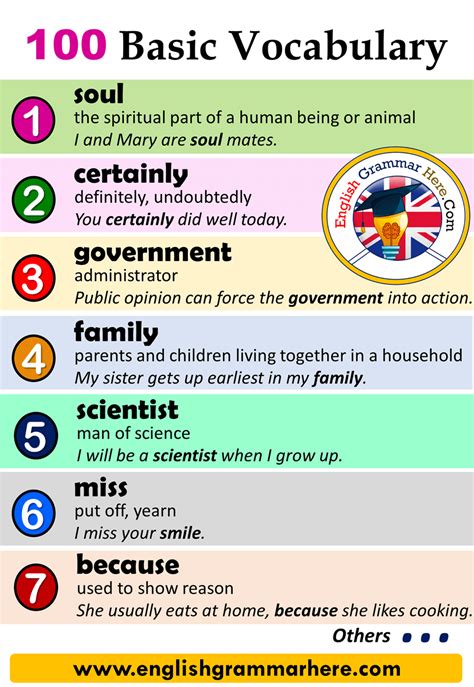 vocabulary sentences examples