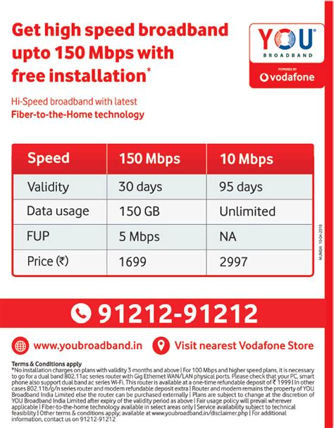 vodafone broadband plans india