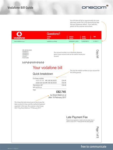 vodafone charge to bill
