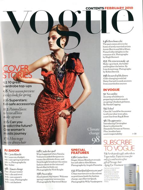 vogue magazine contents page