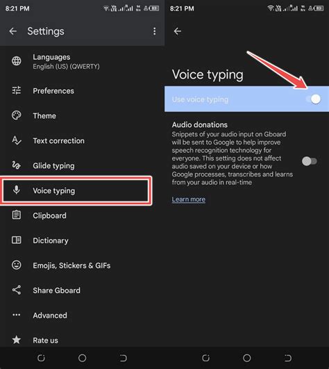 voice to text is not working android