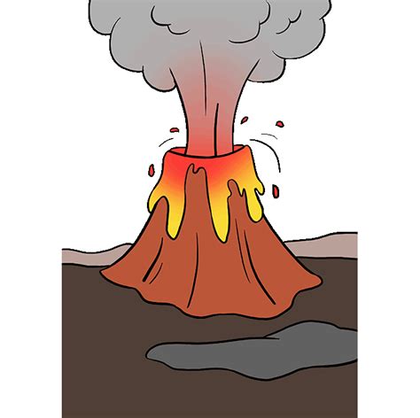 volcanic eruption easy drawing