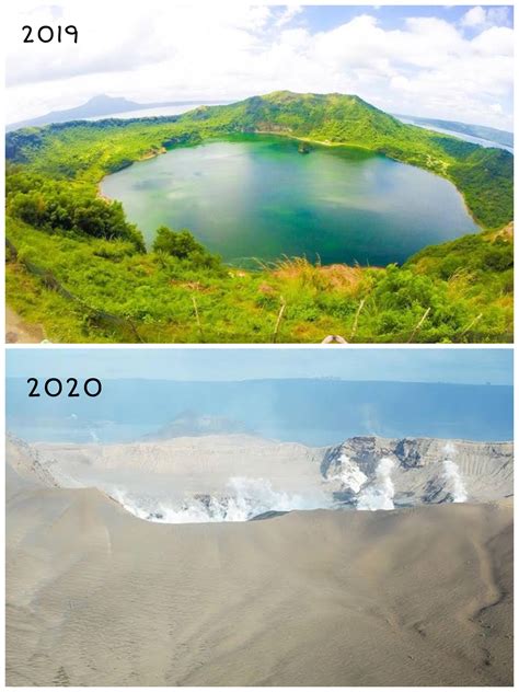 volcano before and after eruption