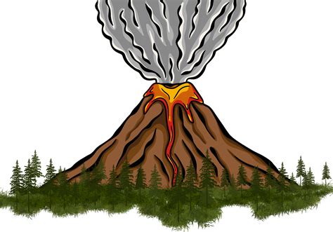 volcano drawing colored