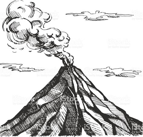 volcano eruption black and white