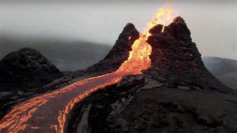 volcano eruption close up