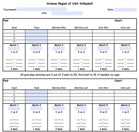 volleyball pool play schedule