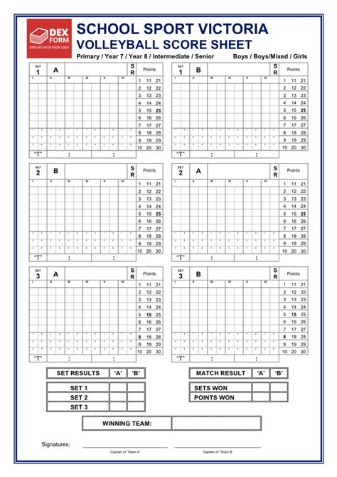 Volleyball Scoring Cheat Sheet