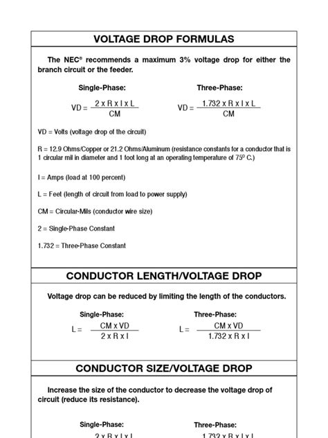 voltage drop calculation formula pdf