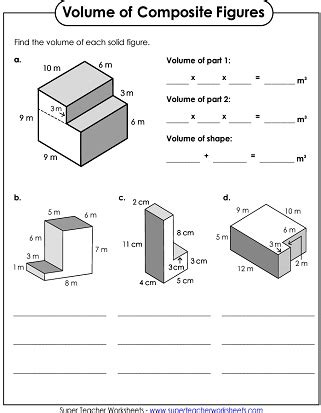 volume of composite figures worksheet