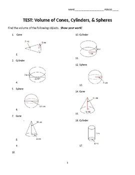 volume of cylinder cone sphere worksheet
