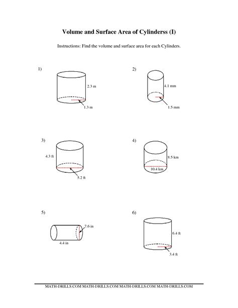 volume of cylinders worksheet kuta