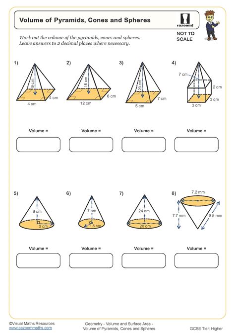 volume of pyramids cones and spheres worksheet answers