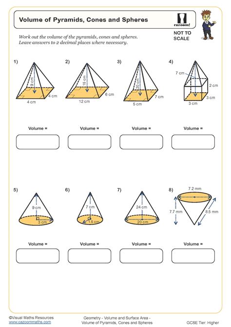 volume of pyramids worksheet pdf