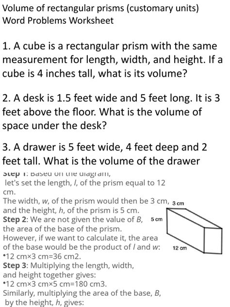 Volume Of Rectangular Prisms Word Problems Printable