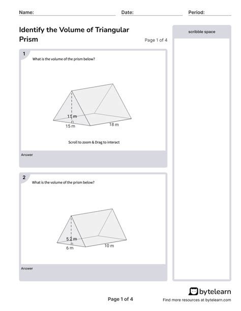 Volume Of Triangular Prism Problems Printable