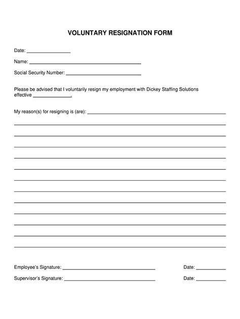 Voluntary resignation form in Word and Pdf formats