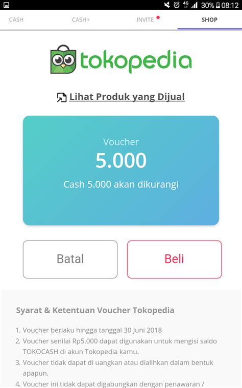 voucher top tokocash tokopedia