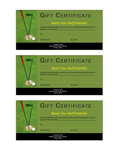 vouchers for golf courses