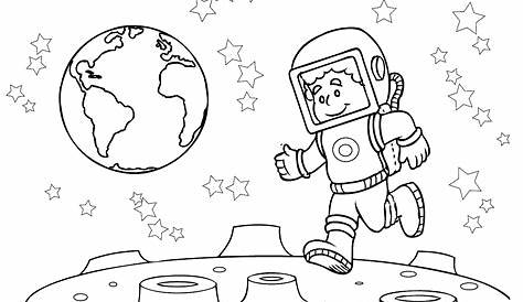 Il a marché sur la Lune : coloriage Sciences gratuit sur Webjunior