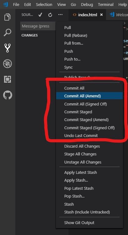 vs code amend commit