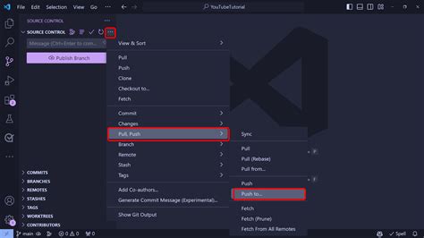 vs code create new branch and push