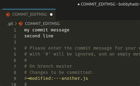 vs code git commit message editor