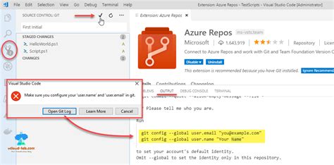 vs code git configure user name and user email