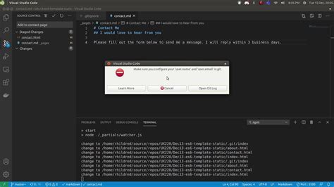 vs code git user.name user.email
