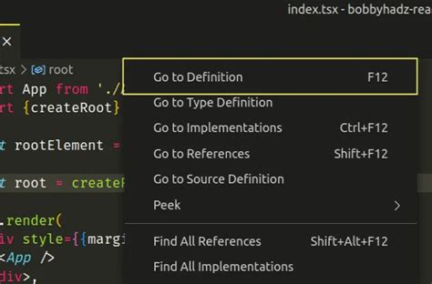 vs code go to definition mac