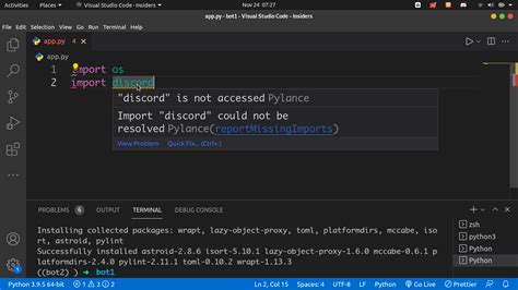 vs code import numpy could not be resolvedpylancereportmissingimports