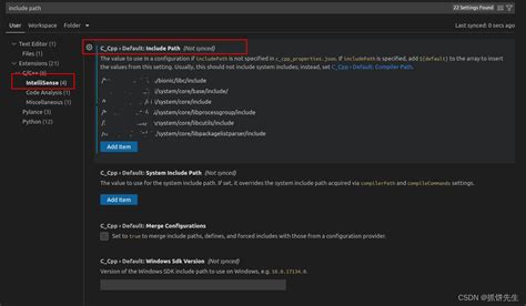 vs code include path settings