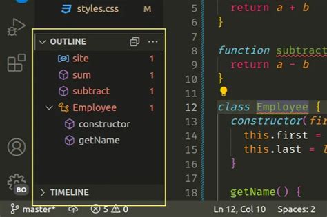 vs code list of functions
