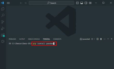 vs code pip install pandas
