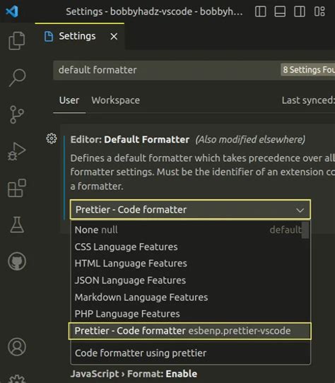 vs code prettier not formatting on save