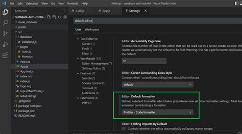 vs code select default formatter