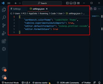 vs code settings json git