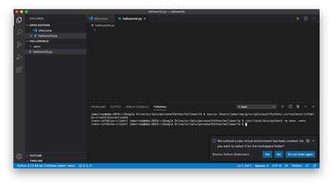 vs code use virtual environment