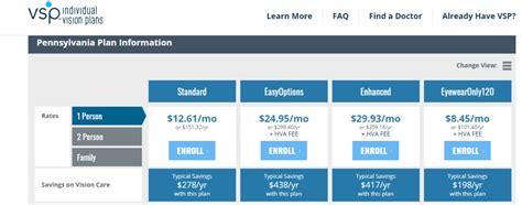 vsp vision care pricing